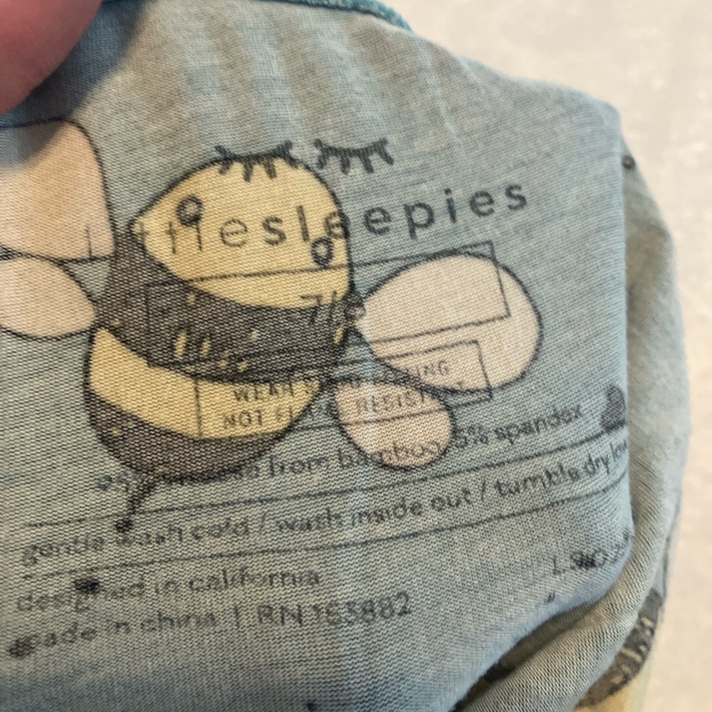 Little Sleepies Teal Bee Print Kids Pajama Set - Picture 6 of 6